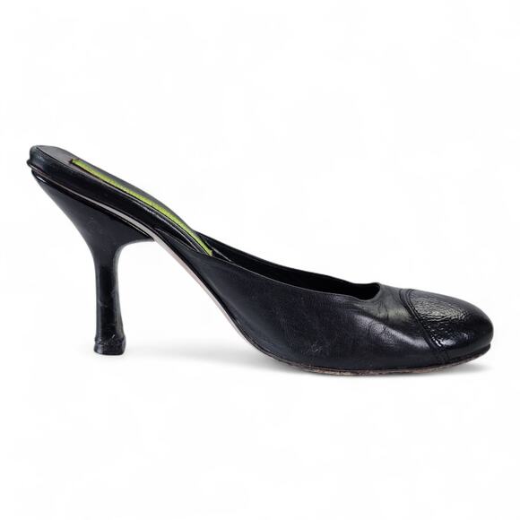 Materia Prima Goffredo Fantini Black Leather Mules 35.5 Made in Italy Heels - Picture 4 of 14